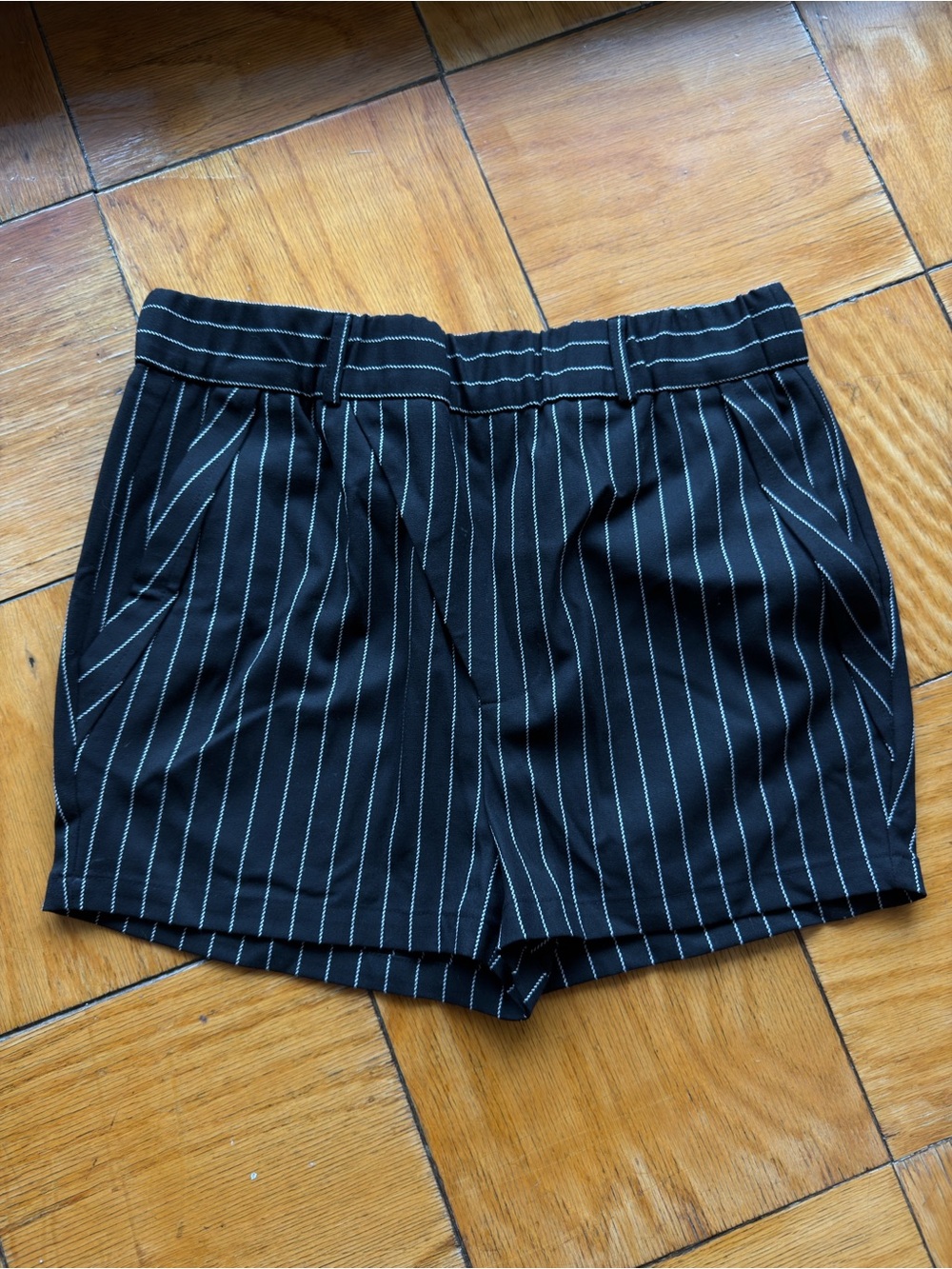 ORTTU Black Pinstripe Bermuda Shorts